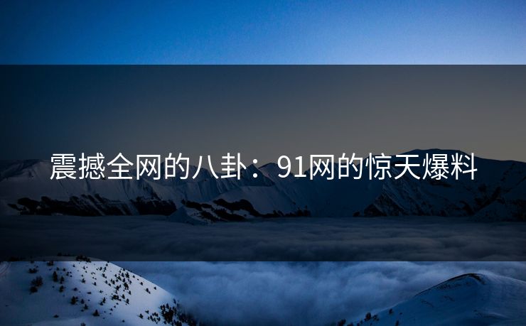 震撼全网的八卦：91网的惊天爆料