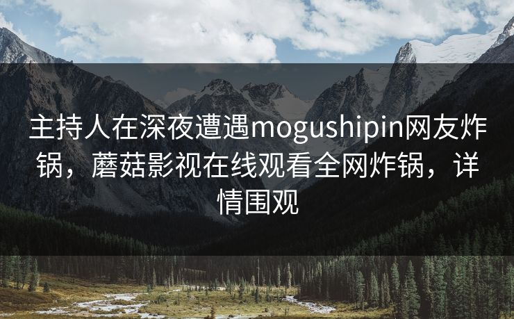 主持人在深夜遭遇mogushipin网友炸锅，蘑菇影视在线观看全网炸锅，详情围观