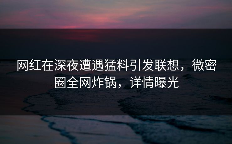网红在深夜遭遇猛料引发联想,微密圈全网炸锅,详情曝光 网红在深夜遭遇猛料引发联想,微密圈全网炸锅,详情曝光