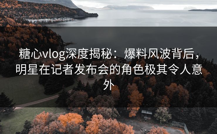 糖心vlog深度揭秘：爆料风波背后，明星在记者发布会的角色极其令人意外