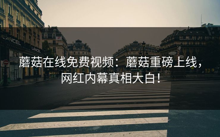 蘑菇在线免费视频：蘑菇重磅上线，网红内幕真相大白！