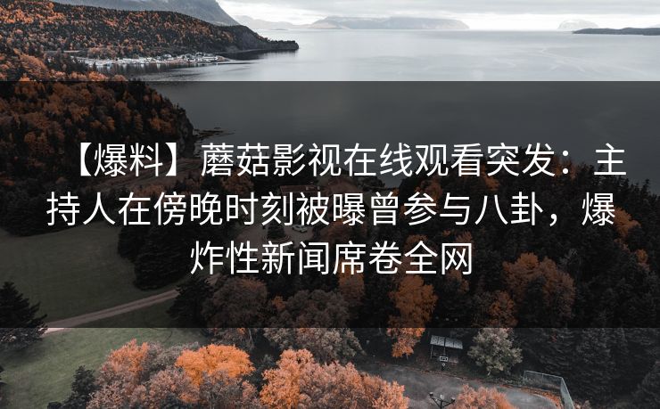 【爆料】蘑菇影视在线观看突发：主持人在傍晚时刻被曝曾参与八卦，爆炸性新闻席卷全网