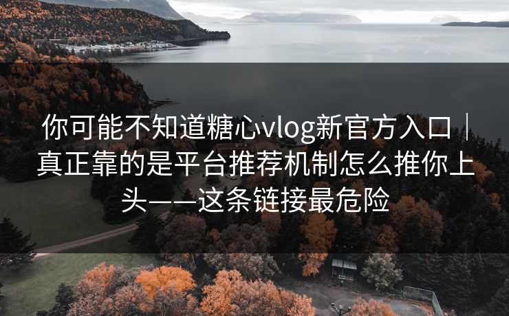 你可能不知道糖心vlog新官方入口｜真正靠的是平台推荐机制怎么推你上头——这条链接最危险