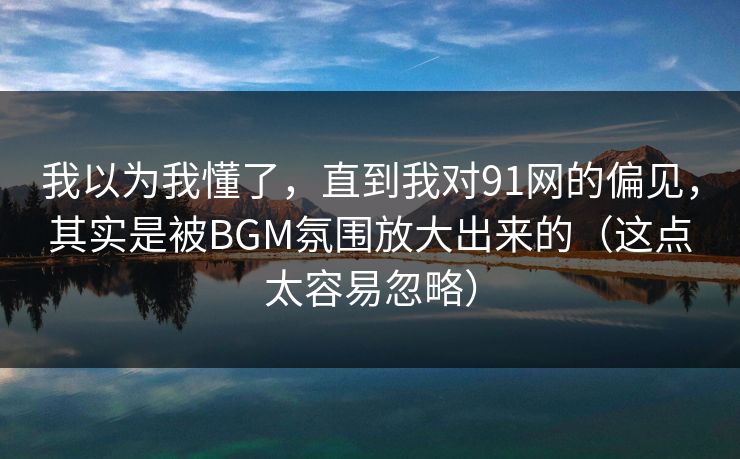 我以为我懂了，直到我对91网的偏见，其实是被BGM氛围放大出来的（这点太容易忽略）